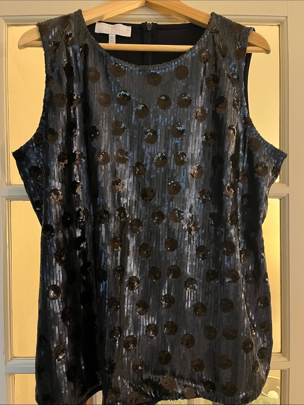 Talbots Navy Sequin Polka Dot Sleeveless Top. Size 1X